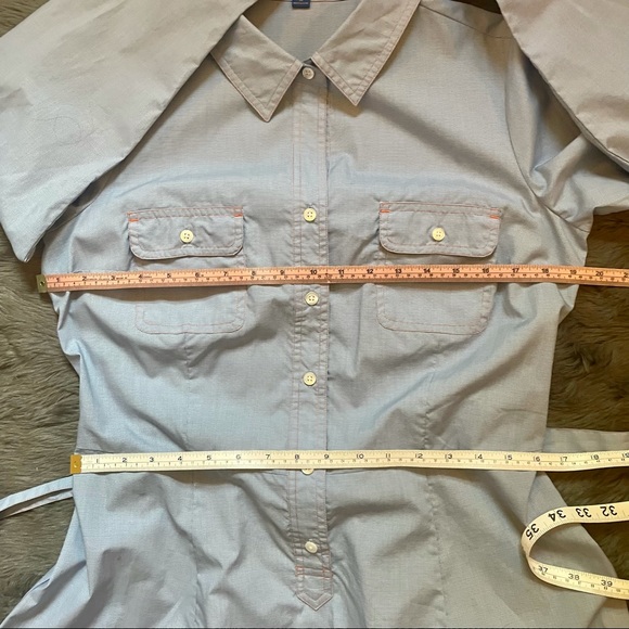 NWOT Pendleton Midi Dress Shirt Button Tie Waist Blue Contrasting Stitch 10 M - Picture 6 of 11